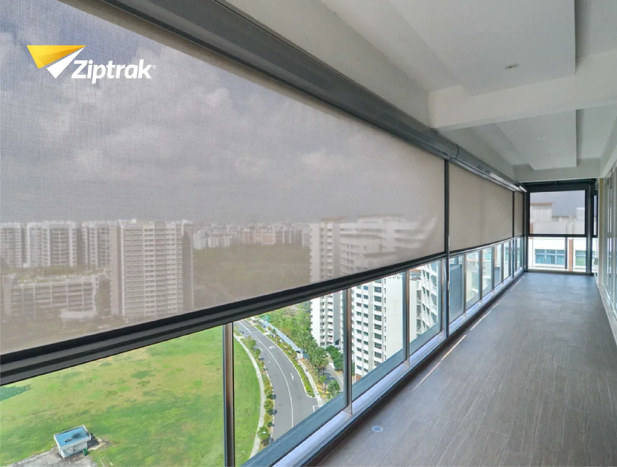 Ziptrak outdoor blinds installed on a residential alfresco.